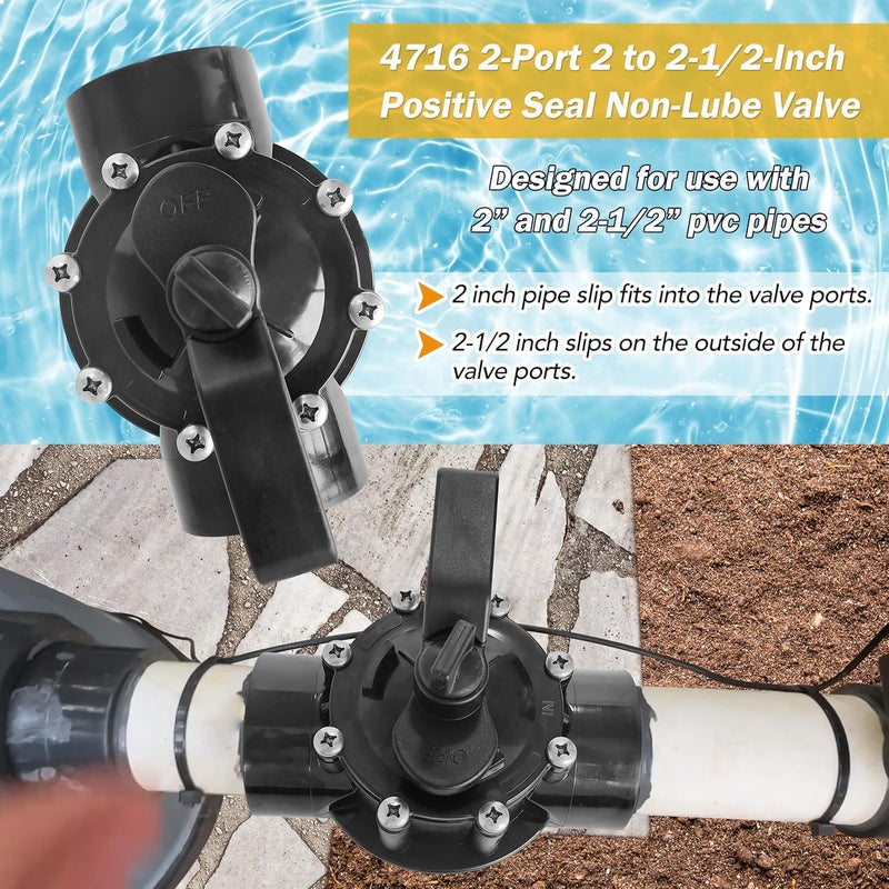 RDIYIN 4716 2-Port 2 to 2-1/2-Inch Positive Seal Diverter Valve Replacement for Jandy NeverLube,Compatible with 2" & 2-1/2" PVC Pipe - Image 2